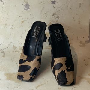 Vintage 90s Franco Sarto Cow Print Mules